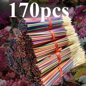 170pcs Incense Sticks with Essential Oils, Natural Fragrance for Home, Yoga, Camping, Vacation - Green, Orange, Pink
