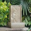 Indoor Buddha Water Fountain, Polyresin Tabletop Fountain with LED Light 9x6.5x14"