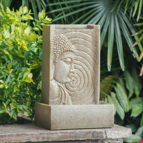 Indoor Buddha Water Fountain, Polyresin Tabletop Fountain with LED Light 9x6.5x14"