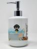 Black and Cream Dachshund Ceramic Soap Dispenser Hand Soap Dispenser Pump Bottles for Bathroom Kitchen, Empty Refillable Liquid Soap Container