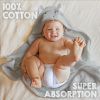 Hooded Baby Towel (33x33 Inch) - Soft Terry Cotton with Elephant Design