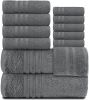 Tower 12 Pack Set Bath & Hand Towels 100% Cotton Soft & Plush