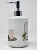 Tricolor Border Collie Ceramic Soap Dispenser Hand Soap Dispenser Pump Bottles for Bathroom Kitchen, Empty Refillable Liquid Soap Container