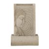 Indoor Buddha Water Fountain, Polyresin Tabletop Fountain with LED Light 9x6.5x14"