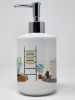 Tricolor Border Collie Ceramic Soap Dispenser Hand Soap Dispenser Pump Bottles for Bathroom Kitchen, Empty Refillable Liquid Soap Container