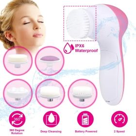Waterproof Facial Cleansing Brush (Color: Pink)