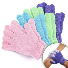 1-10pcs Colourful Exfoliating Gloves, Bath Gloves For Shower, Double Sided Exfoliating Gloves, For Spa, Massage And Body Scrubs (Color: Random colors 5PCS)