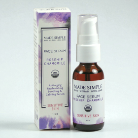 FACE SERUM for Sensitive Skin - Organic Vegan Rosehip Chamomile (Lid: Pump)