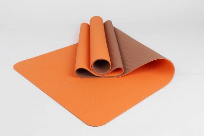 2 Tone TPE Premium Yoga Mat (Color: Orange-Brown)