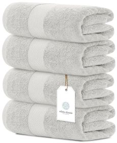 Luxury Bath Towels Set of 4 Large Cotton Ultra Soft Plush Bath Towels (Brand: White Classic)